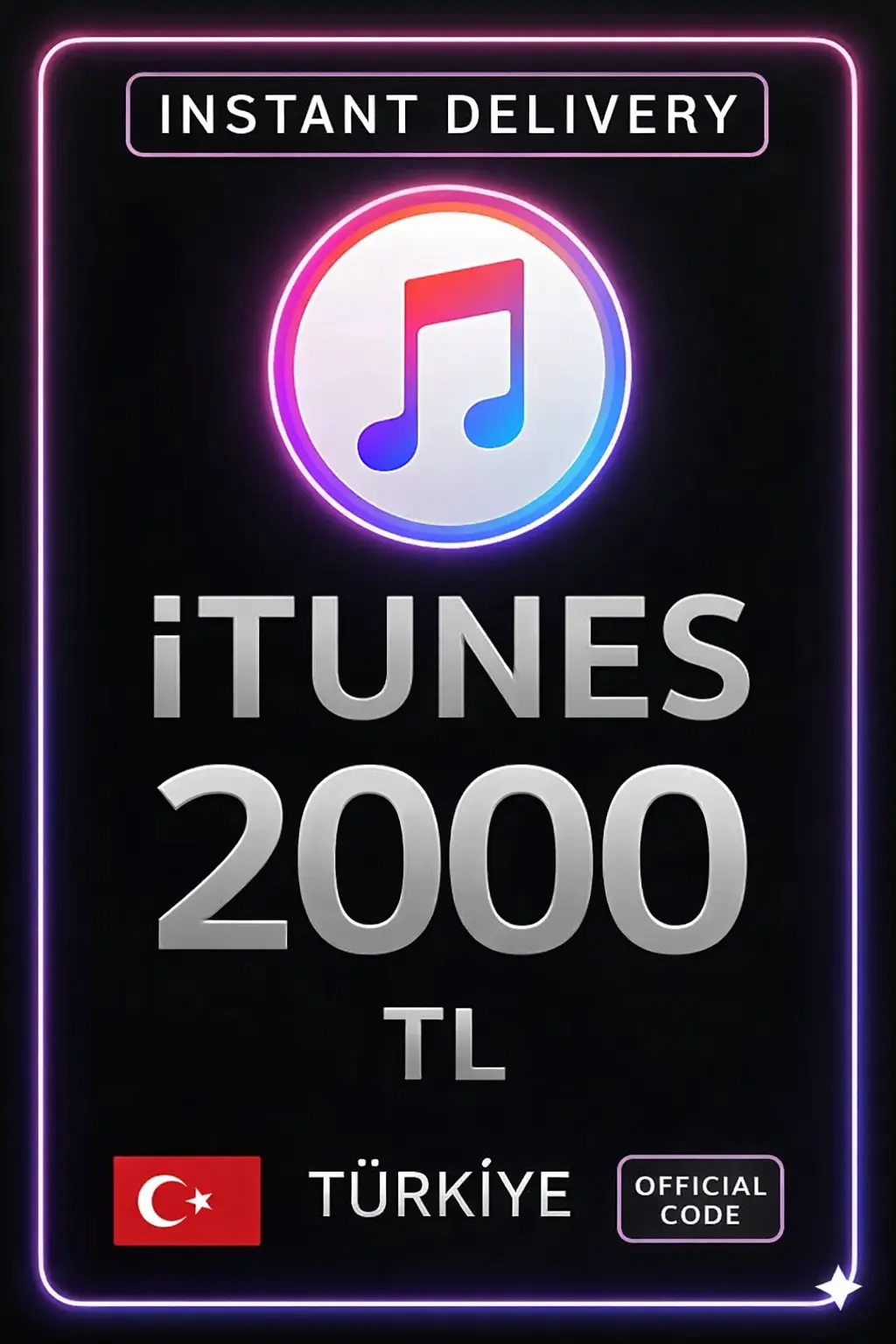 iTunes Hediye Kartı 2000 TL Bakiye iTunes Hediye Kartı 2000 TL Bakiye
