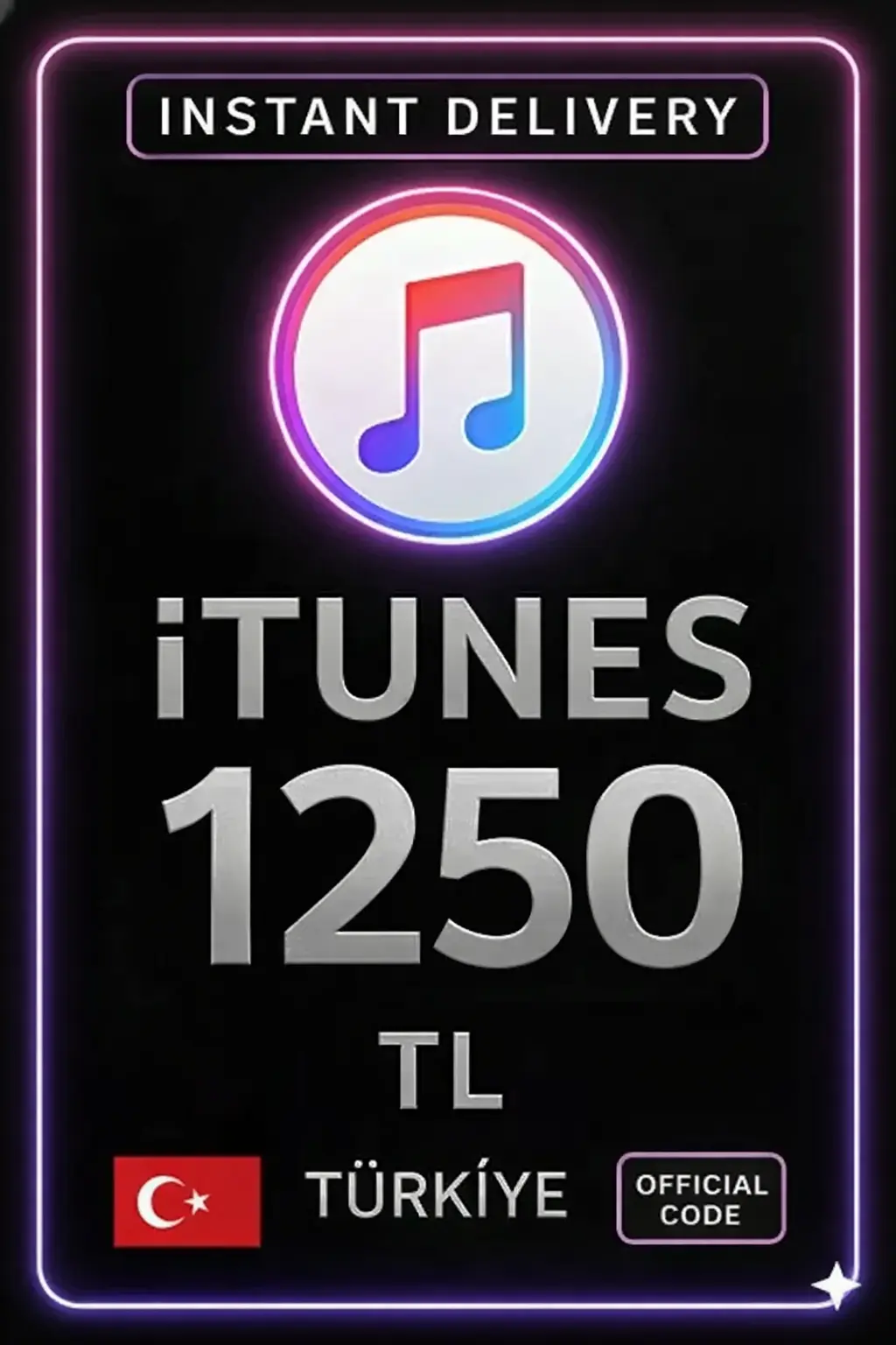 iTunes Hediye Kartı 1250 TL Bakiye iTunes Hediye Kartı 1250 TL Bakiye