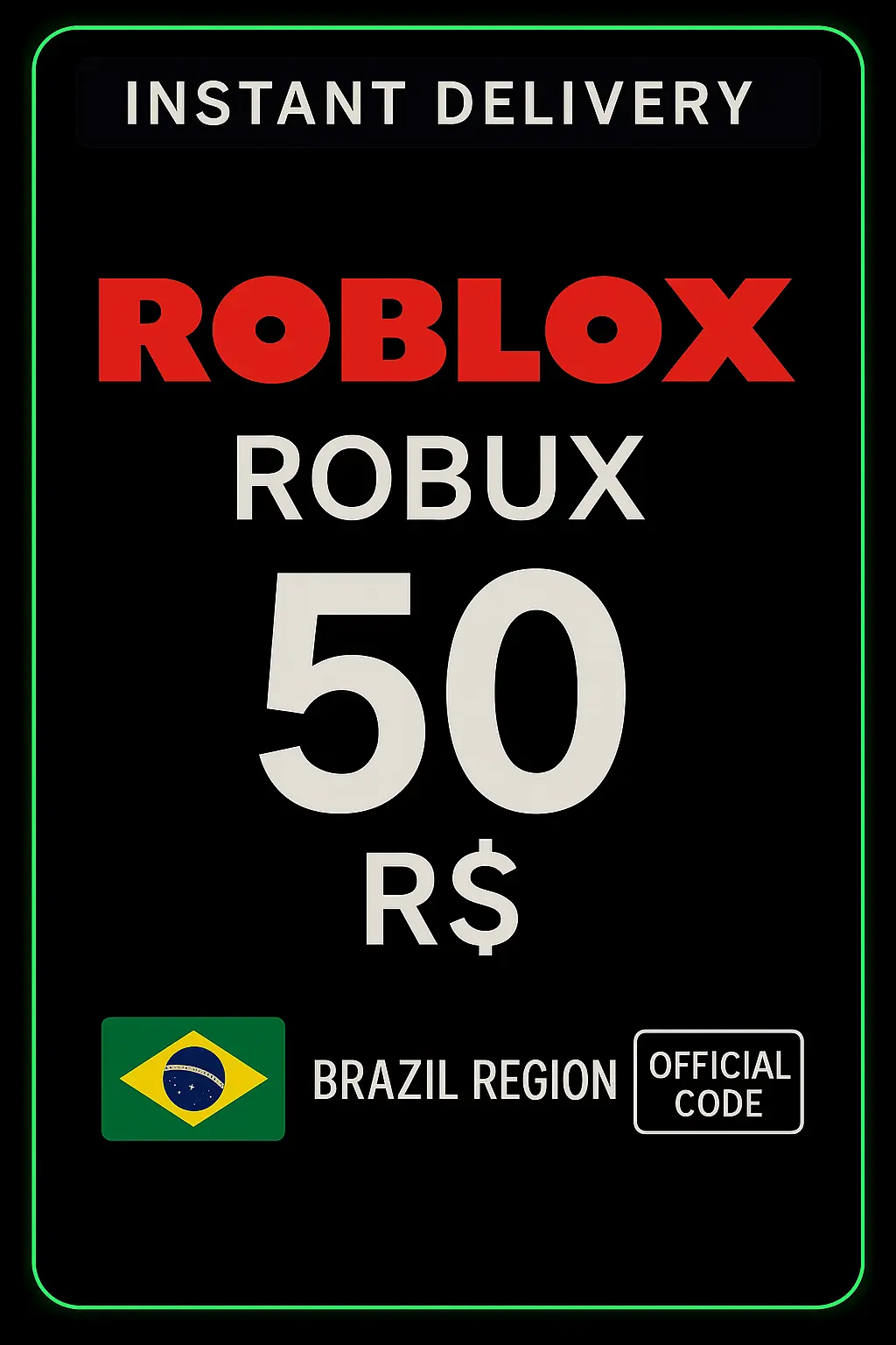 Cartão Presente Roblox R$50 Cartão Presente Roblox R$50