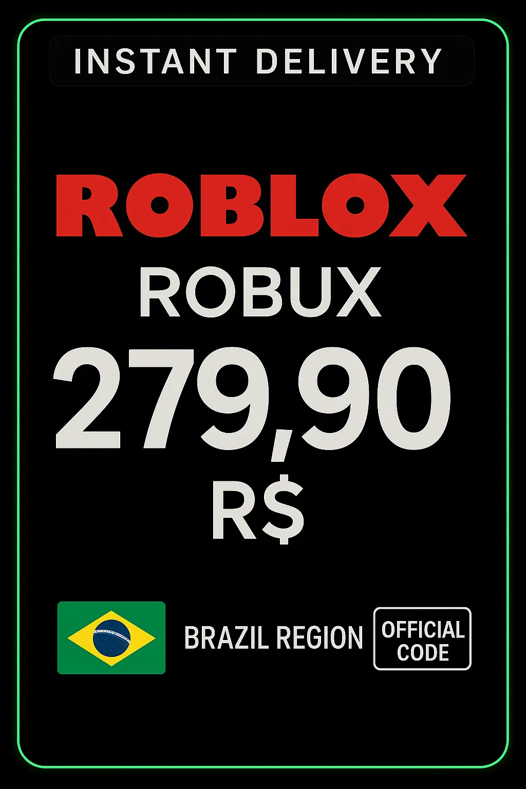 Cartão Presente Roblox R$279,90 ( 4500 Robux ) Cartão Presente Roblox R$279,90 ( 4500 Robux )