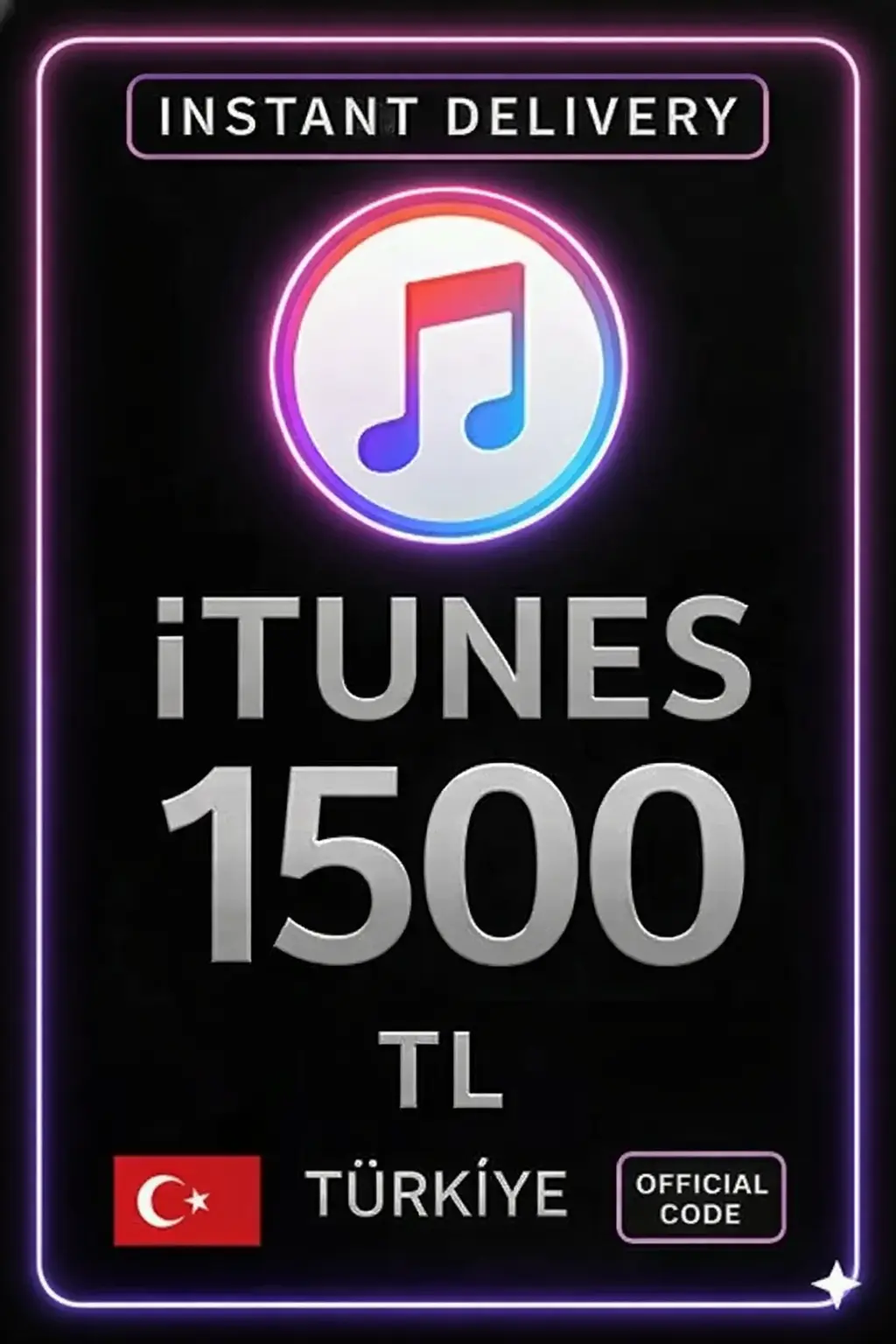 iTunes Hediye Kartı 1500 TL Bakiye iTunes Hediye Kartı 1500 TL Bakiye
