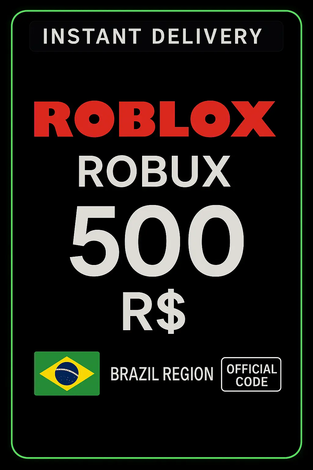 Cartão Presente Roblox de R$500 Cartão Presente Roblox de R$500
