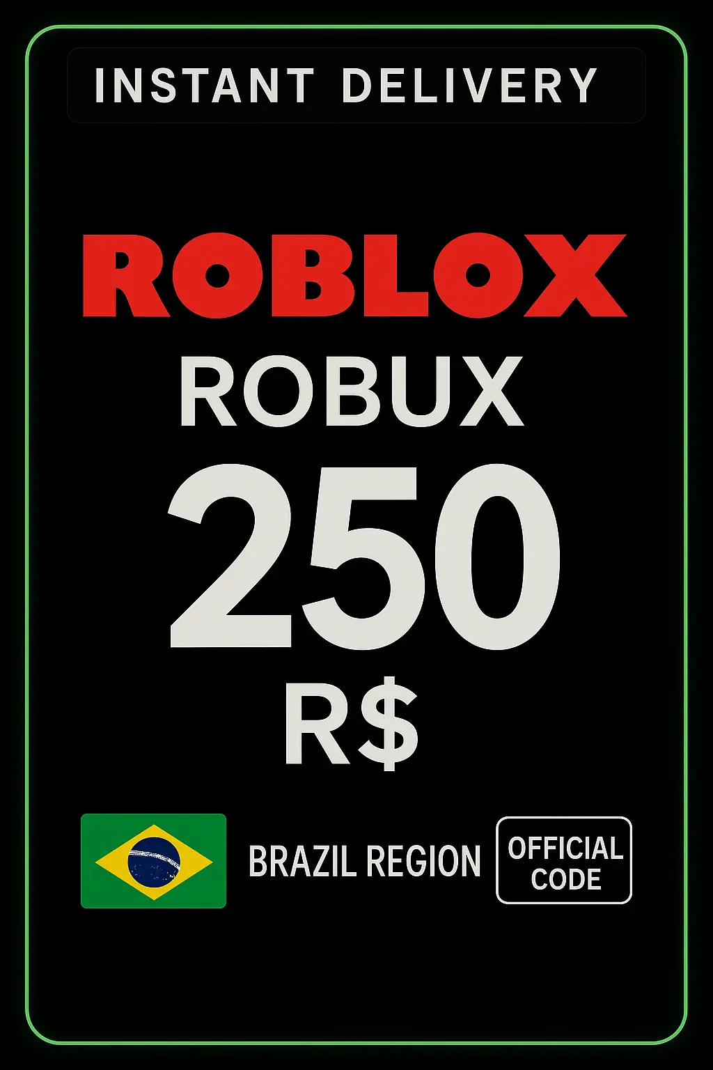 Cartão-presente Roblox R$250 Cartão-presente Roblox R$250