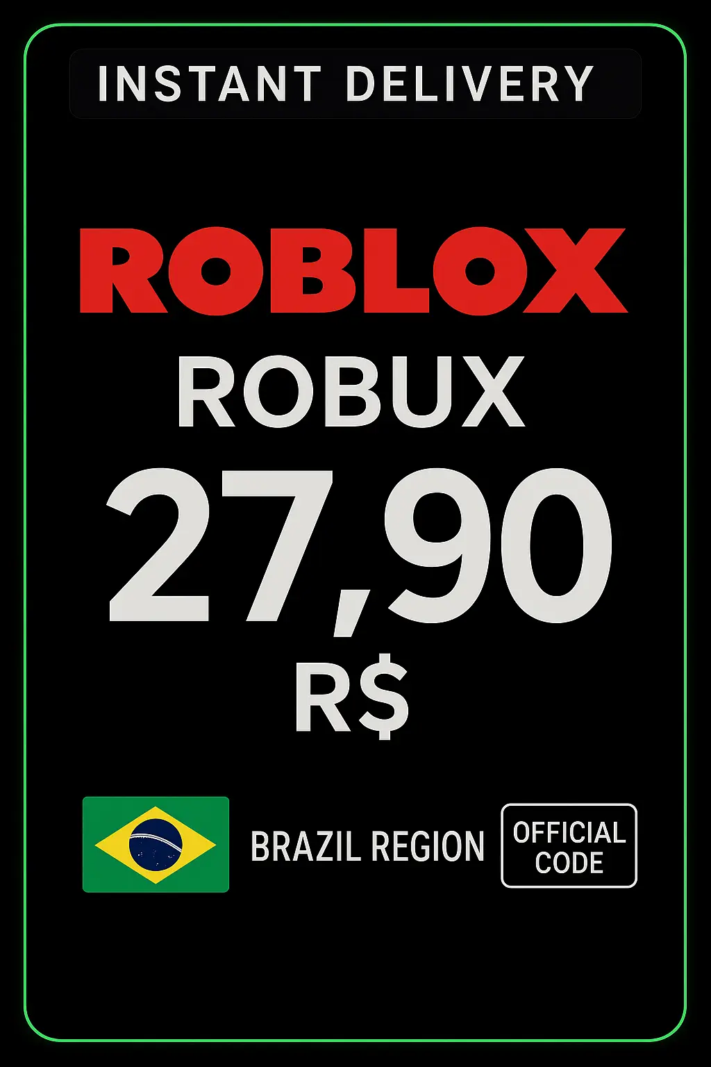 Cartão Presente Roblox R$27,90 ( 400 Robux ) Cartão Presente Roblox R$27,90 ( 400 Robux )