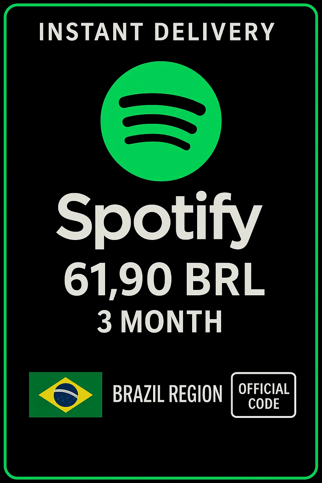 Spotify Brasil 61,90 BRL - 3 Monate Spotify Brasil 61,90 BRL - 3 Monate
