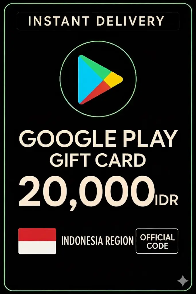 Thẻ quà tặng Google Play - Indonesia IDR 20.000 Thẻ quà tặng Google Play - Indonesia IDR 20.000