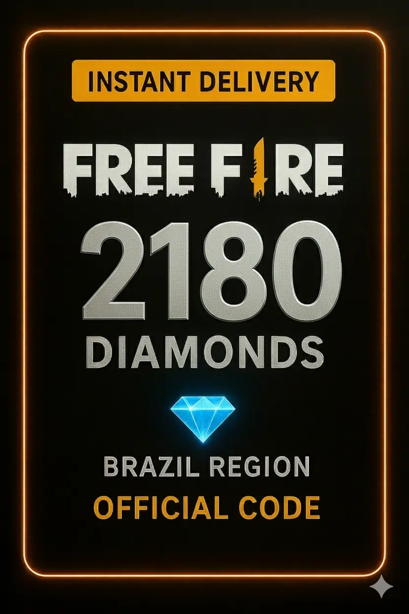 Free Fire - 2180 Diamantes Código + 10% de Bônus Brazília Free Fire - 2180 Diamantes Código + 10% de Bônus Brazília
