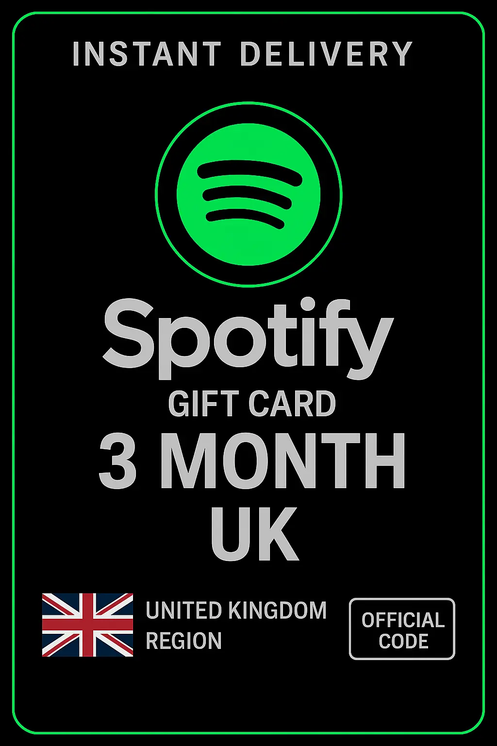 Carte Cadeau Spotify Royaume-Uni - 3 Mois UK Carte Cadeau Spotify Royaume-Uni - 3 Mois UK
