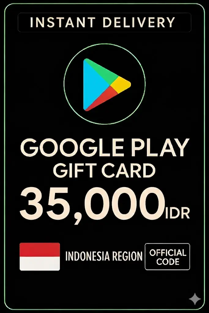 Thẻ quà tặng Google Play - Indonesia IDR 35.000 Thẻ quà tặng Google Play - Indonesia IDR 35.000