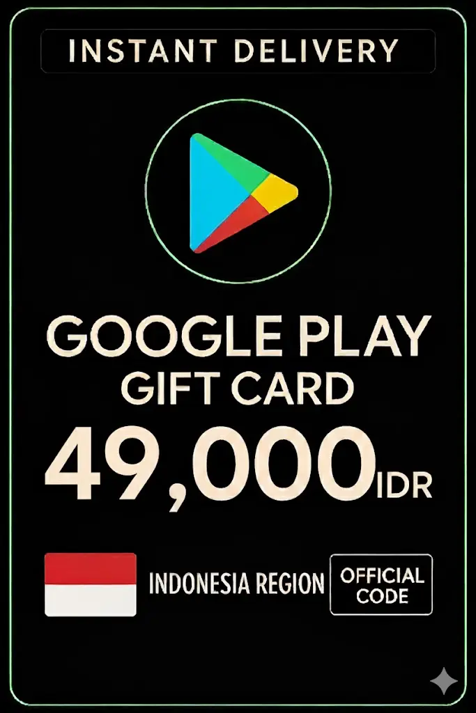 Thẻ quà tặng Google Play - Indonesia IDR 49.000 Thẻ quà tặng Google Play - Indonesia IDR 49.000