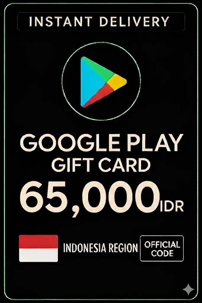 Thẻ quà tặng Google Play - Indonesia IDR 65.000 Thẻ quà tặng Google Play - Indonesia IDR 65.000