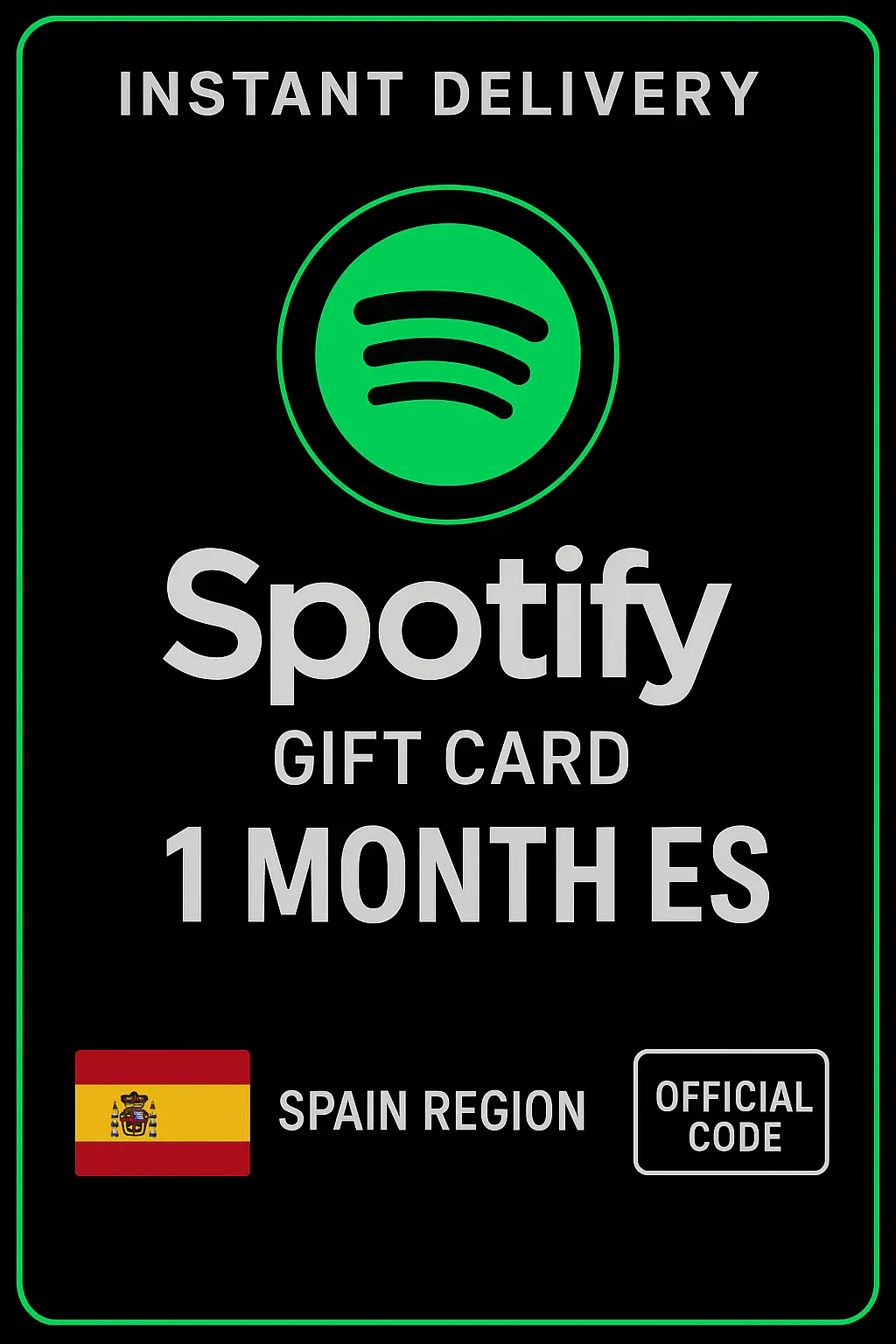 Carte-cadeau Spotify Espagne - 1 mois ES Carte-cadeau Spotify Espagne - 1 mois ES