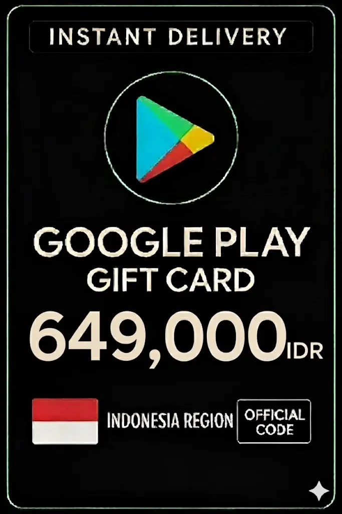 Thẻ quà tặng Google Play - Indonesia IDR 649.000 Thẻ quà tặng Google Play - Indonesia IDR 649.000