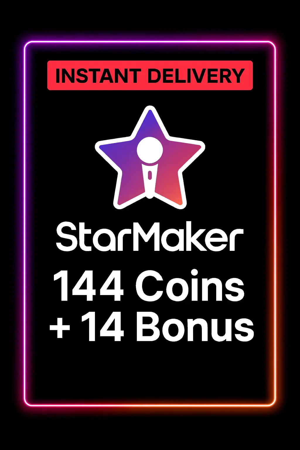 StarMaker 144 Coins + 14 Bonus Top Up StarMaker 144 Coins + 14 Bonus Top Up