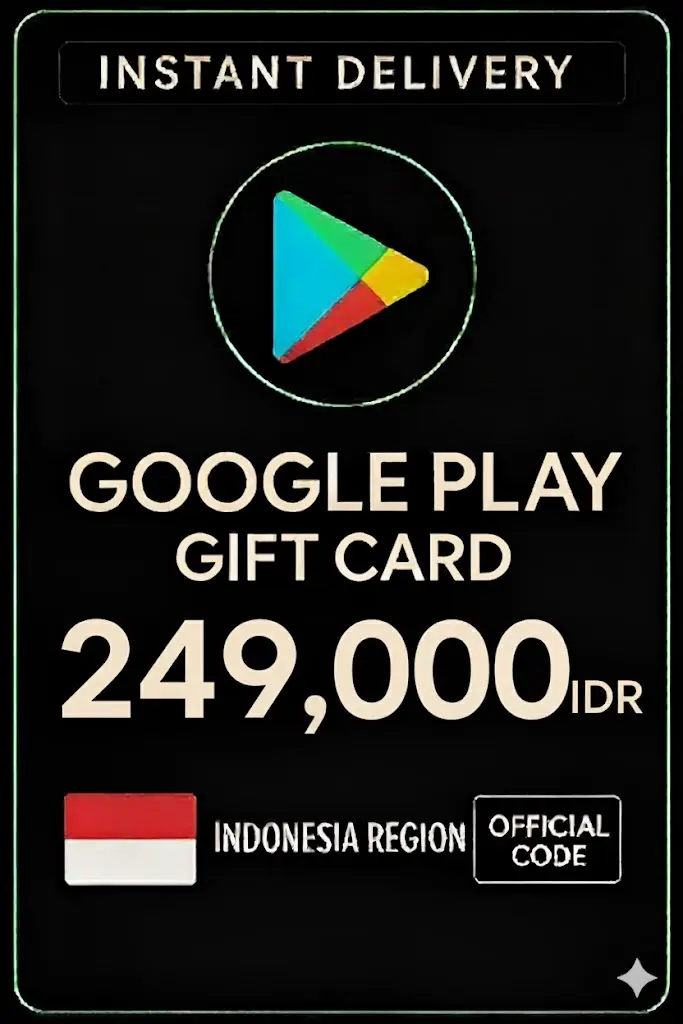 Thẻ quà tặng Google Play - Indonesia IDR 249.000 Thẻ quà tặng Google Play - Indonesia IDR 249.000