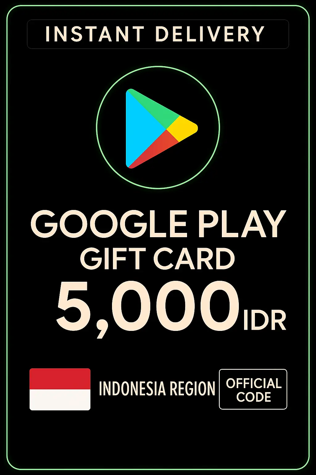 Thẻ quà tặng Google Play - Indonesia IDR 5.000 Thẻ quà tặng Google Play - Indonesia IDR 5.000