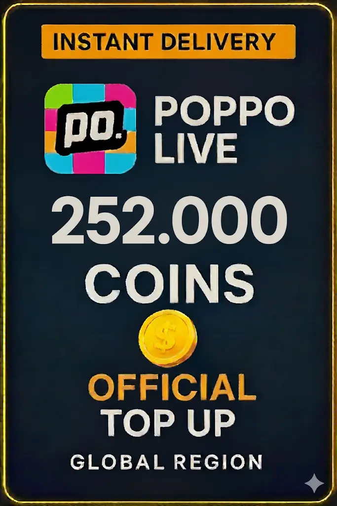 Poppo Live - 252000 Coins (Top-Up) Poppo Live - 252000 Coins (Top-Up)