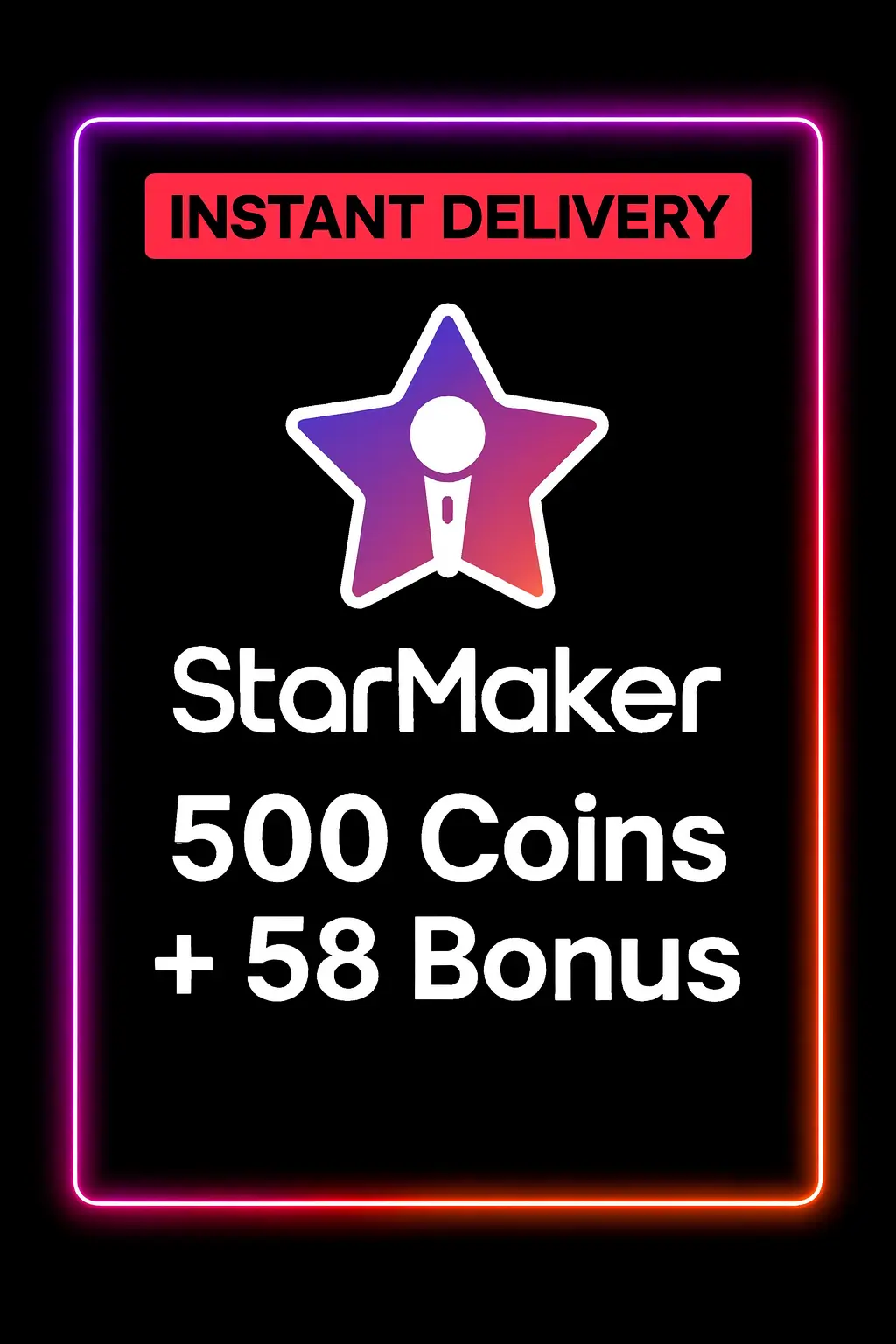 StarMaker 500 Coins + 58 Bonus Top Up StarMaker 500 Coins + 58 Bonus Top Up