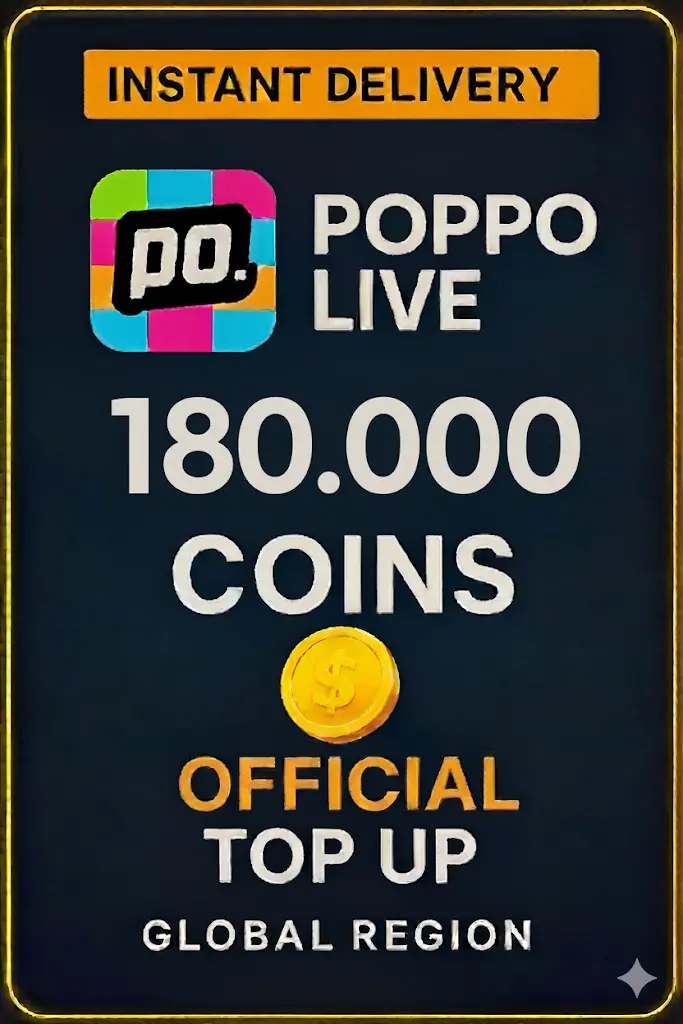 Poppo Live - 180000 Coins (Top-Up) Poppo Live - 180000 Coins (Top-Up)