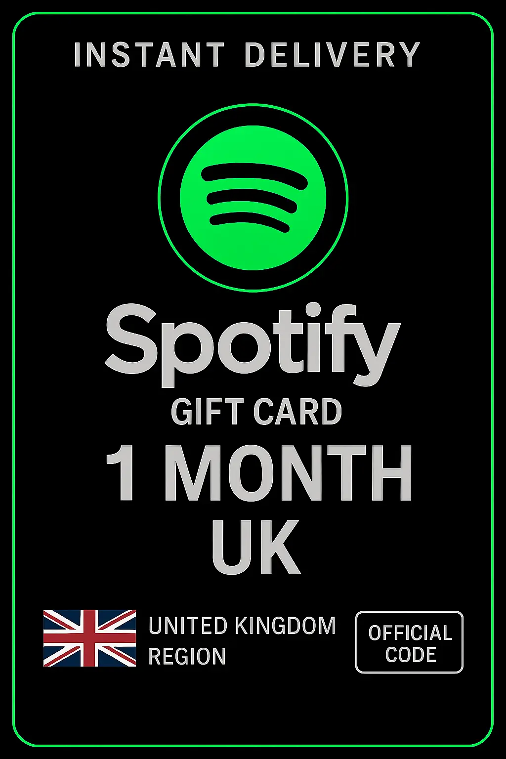 Carte Cadeau Spotify Royaume-Uni - 1 Mois UK Carte Cadeau Spotify Royaume-Uni - 1 Mois UK