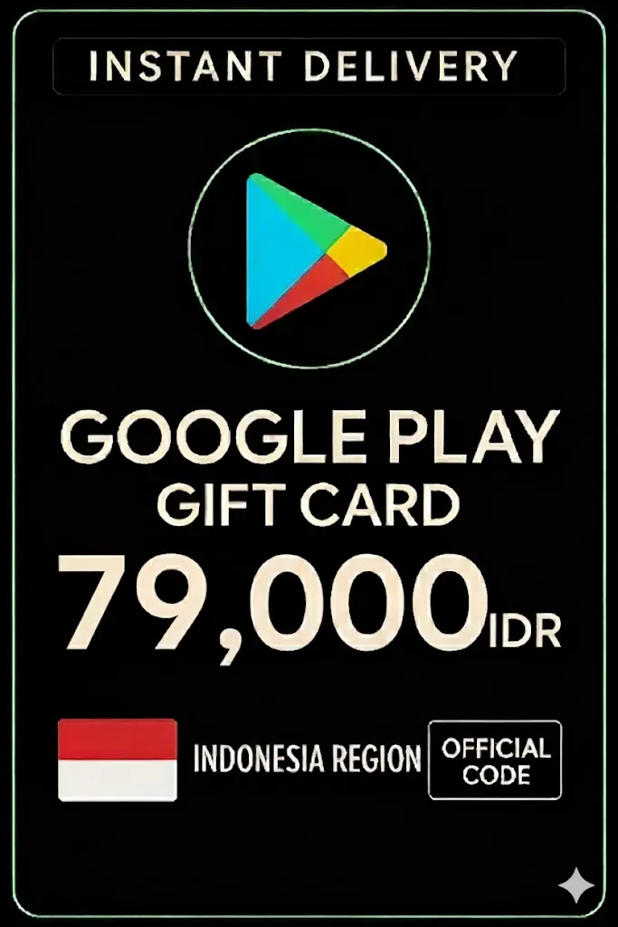 Thẻ quà tặng Google Play - Indonesia IDR 79.000 Thẻ quà tặng Google Play - Indonesia IDR 79.000